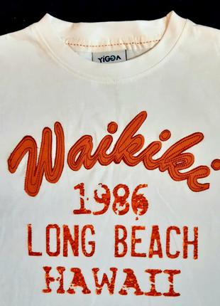 Белая с терракотовым футболка waikiki бренда тополино "yigga" ...