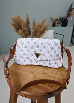 Женская сумка клатч, белый цвет, в стиле guess