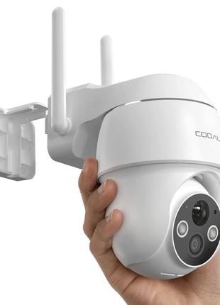 Беспроводная наружная камера безопасности COOAU с 2K, 360 ° PT...