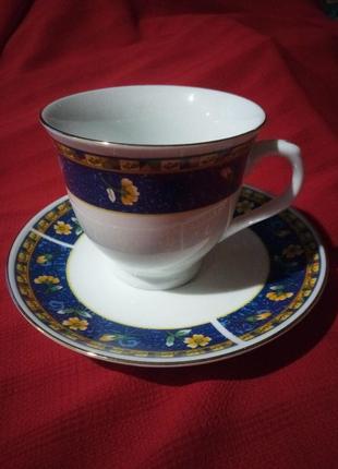 Чашка с блюдцем  для чая и кофе фарфор прошлый век