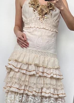 Aftershock романтичное платье с кружевом шелк+коттон