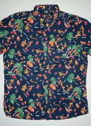 Рубашка  гавайская peacocks regular fit cotton темна (xl)