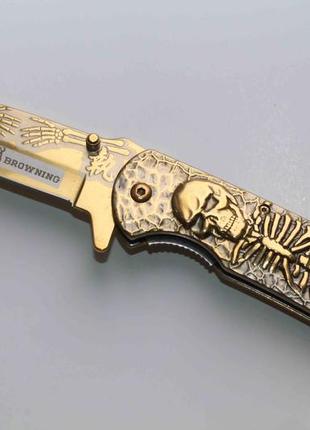 Нож складной browning skeleton gold (1396)