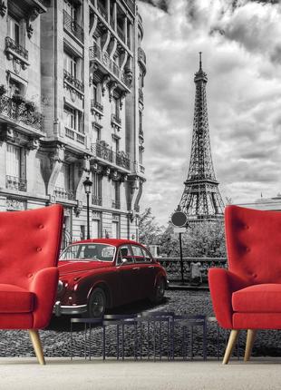 Флизелиновые фото обои Париж 416x254 см город и красное авто
(...