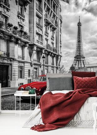 Париж фото обои 368x254 см город и красное авто (11674P8)+клей
