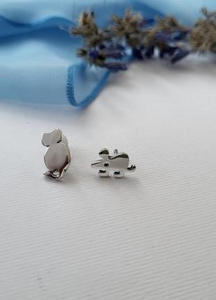 Сережки гвоздики серебряные кот и мышка 2208