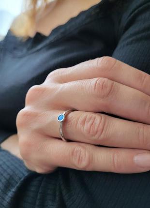 Кольцо серебряное колечко  с голубым опалом 17 размер к2опг/1237