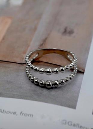 Кольцо серебряное женское колечко без камней двойное серебро 9...