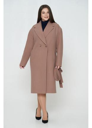 Прямое классическое женское кашемировое пальто цвета капучино