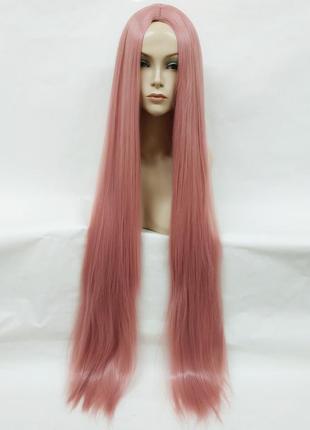 3765 перук рожевий 100 см довгий прямий рівний без човники з п...