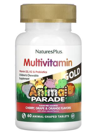 NaturesPlus Animal Parade Gold,детские мультивитамины 60шт ассорт