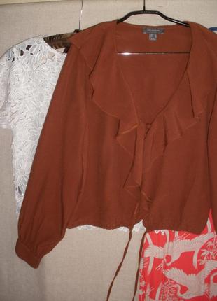 Коротка  блуза блузон шоколадного кольору  віскоза