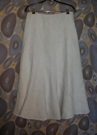 Лляна розклешена  юбка  спідниця per una довге міді смужка