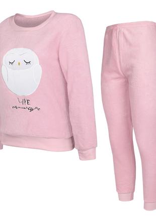 Женская пижама Lesko Owl Pink L теплая для дома 3шт