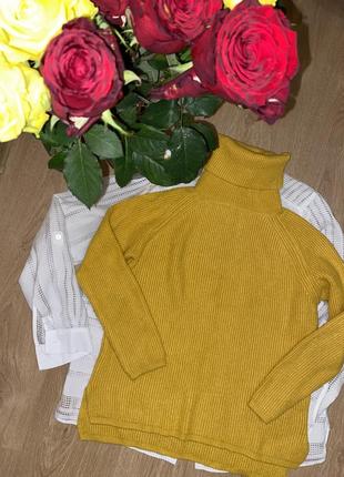 Жовтий светр жіночий, тепла кофта гірчичного кольору