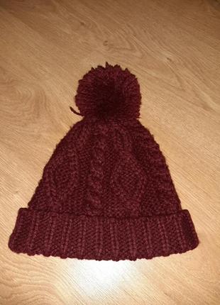 Зимняя шапка женская, цвет марсала