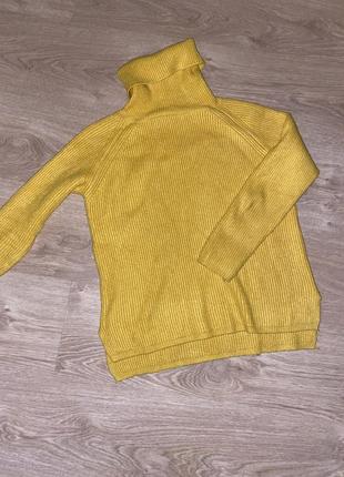 Женский свитер, яркий, горчичного цвета, очень тёплый
