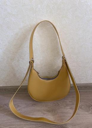 Женская сумка из эко кожи в форме месяца, горчичного цвета