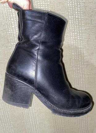 Ботинки кожа, женские на каблуке, чёрные на осень, размер 37