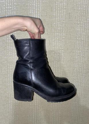Ботинки женские осень, размер 37 кожа, чёрные, устойчив каблук