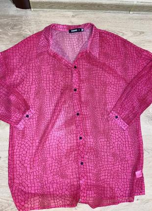 Удлинённая блузка, рубашка, розовая, размер m