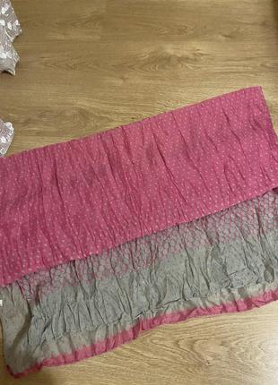 Розовый легкий шарф женский, шарф жатка