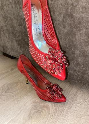 Женские туфли лодочки красные, размер 37
