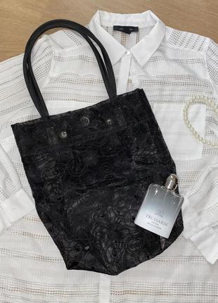 Женская сумка шоппер чёрная прозрачная