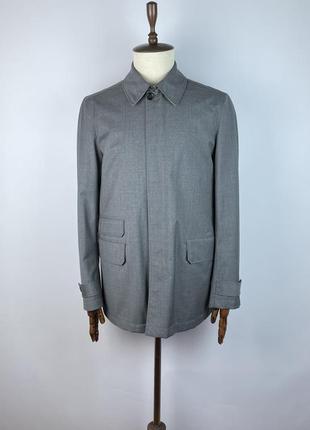 Удлиненная куртка из шерсти boggi milano wool gray stretch tre...