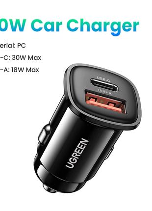 Автомобільний зарядний пристрій для телефона Ugreen 30 W USB-C...