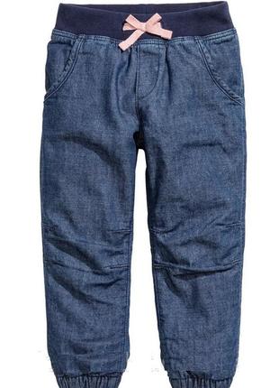 1, Стильные утепленные джинсы с хлопковой подкладкой на манжет...