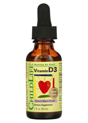 ChildLife, витамин D3, со вкусом натуральных ягод, 30 мл (1 жи...
