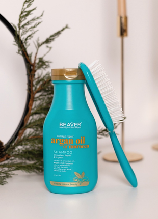 Восстанавливающий шампунь beaver argan oil & keratin для повре...