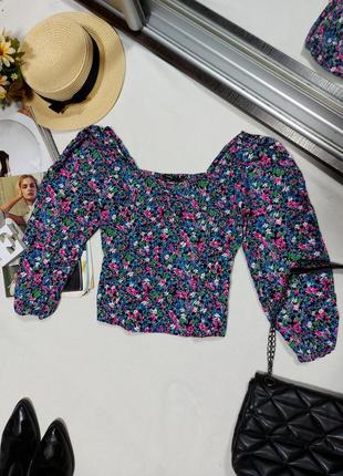 Блуза с вискозы в цветочный принт блузка в цветочек с объемным...
