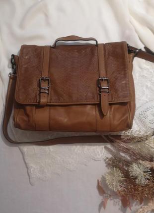 Французкая кожаная сумка портфель minelli люкс бренда