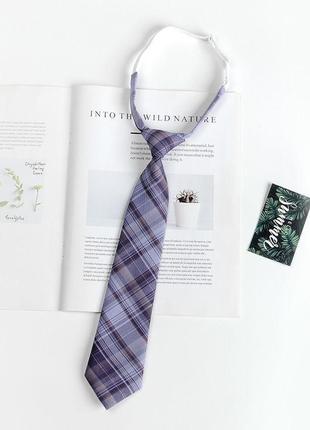 Картата краватка на ремішку бузковий у клітинку ліловий блакит...