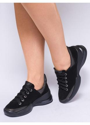 Черные замшевые кроссовки натуральная замша