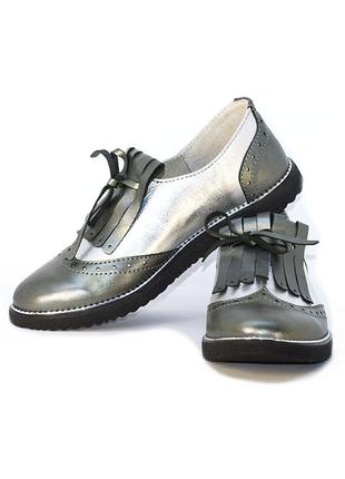 Кожаные классические туфли натуральная  кожа металик украина г...
