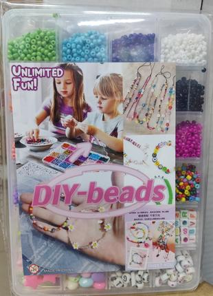 Набір бісеру для плетіння браслетів DIY-beads в пластиковому к...