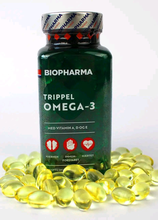 Рыбий жир с Омега 3 Biopharma Trippel Omega-3 144 капсулы прои...