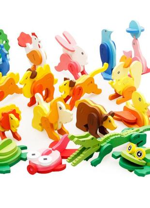 Цветные сборные 3d модели фигур животных