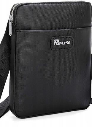 Мужская сумка наплечная сумка из эко кожи PU Reverse F581 Черная
