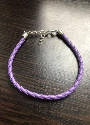 Браслет косичка плетённый фиолетовый шнур кожзам
