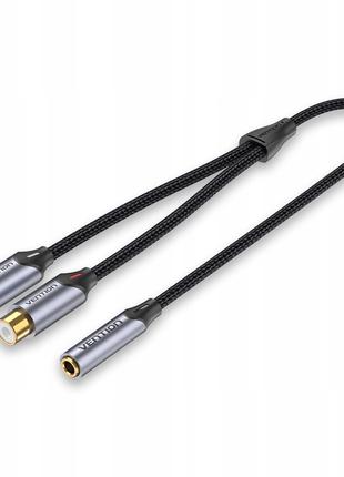 Аудио кабель Vention 3,5-мм (minijack) на 2RCA (тюльпаны) Плет...