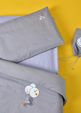 Постельное белье горошек в кроватку для младенцев горошек серый