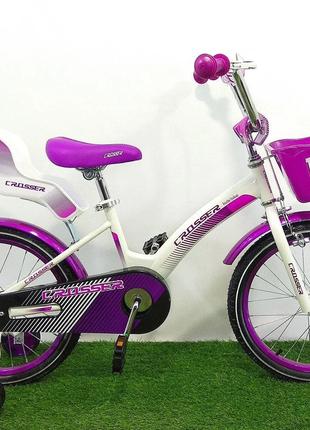 Детский велосипед для девочек Crosser Kids Bike 16" бело-фиоле...