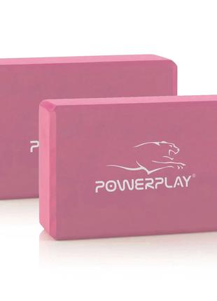 Блок для йоги 2 шт (пара) PowerPlay 4006 Yoga Brick EVA Розовый