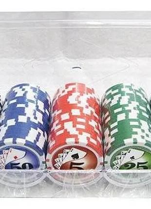 Набор покерных фишек - 100 шт. по 11,5 г. С номиналом (1, 5, 2...