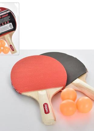 Набор деревянных ракеток для настольного тенниса с шариками Pr...