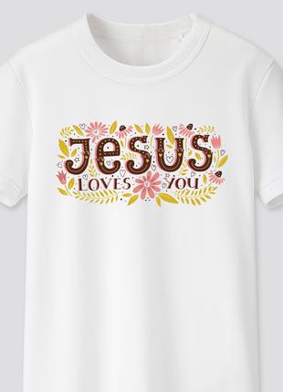 Футболка с христианским принтом Jesus Loves you, Иисус любит т...